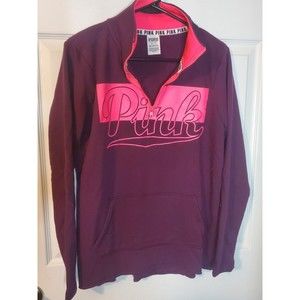 Victorias Secret Pink Xs Sweatshirt Half Zip Long Sleeve Pullover Cute W…